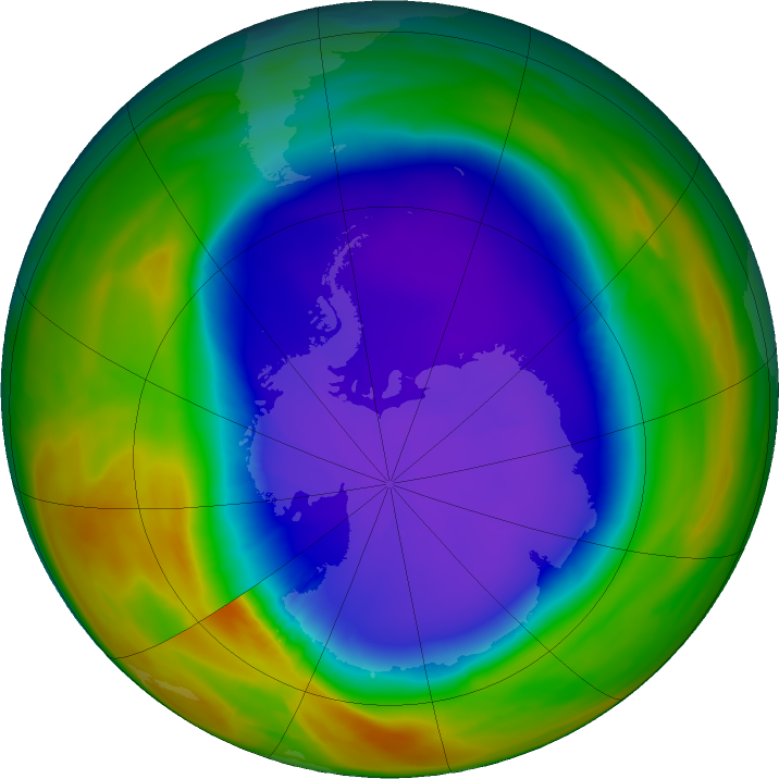 Antarctic ozone map for 27 September 2018